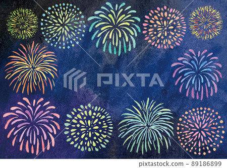 Colorful fireworks watercolor frame Colorful fireworks watercolor frame 89186899