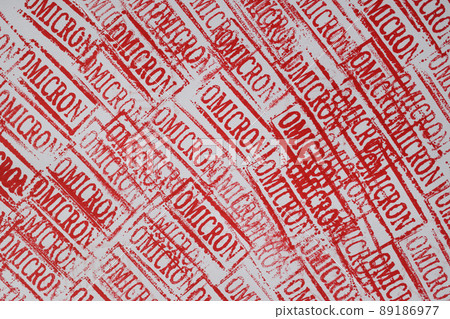 Red ink stamps with new kind of coronavirus omicron 89186977