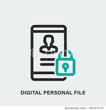 Digital personal file linear vector icon. Isolated contour of smartphone with lock Digital personal file linear vector icon. Isolated contour of smartphone with lock 89187232
