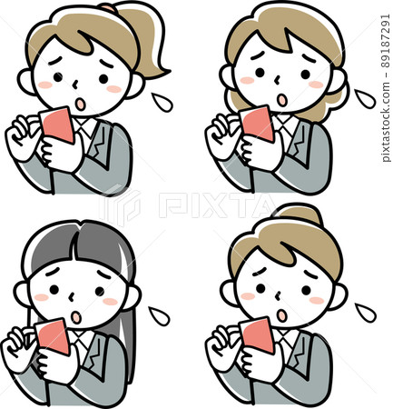 一位看不到智能手機的年輕女性的上身套裝 一位看不到智能手機的年輕女性的上身套裝 89187291