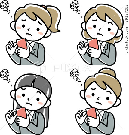 一位看不到智能手機的年輕女性的上身套裝 一位看不到智能手機的年輕女性的上身套裝 89187292