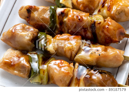 Up of yakitori (sauce grilled onion). Up of yakitori (sauce grilled onion). 89187579