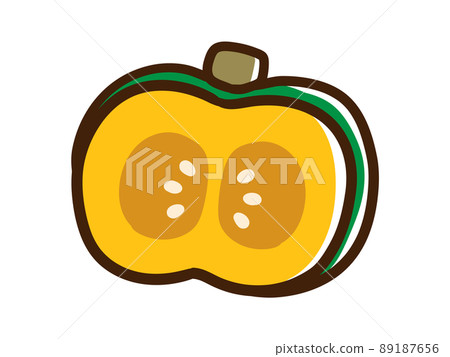 Cute handwritten style illustration of a sliced pumpkin Cute handwritten style illustration of a sliced pumpkin 89187656