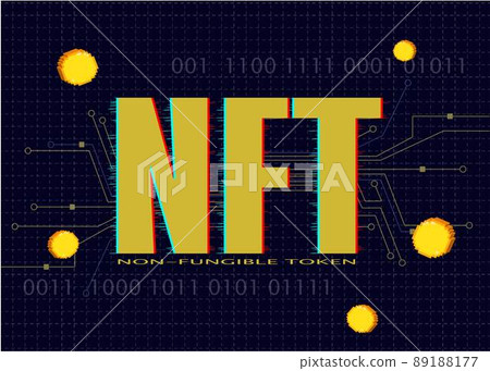 NFT nonfungible tokens text on dark background. Crypto art concept. Pay for unique collectibles in games or art. NFT nonfungible tokens text on dark background. Crypto art concept. Pay for unique collectibles in games or art. 89188177