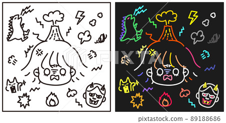 鬆散可愛的變形人物,憤怒的卡通框架式表情插圖集 鬆散可愛的變形人物,憤怒的卡通框架式表情插圖集 89188686