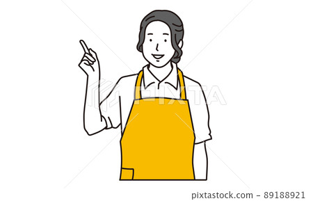 A woman in the housekeeping business pointing 89188921