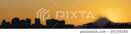 Mt. Fuji, dusk, city, silhouette Mt. Fuji, dusk, city, silhouette 89189160