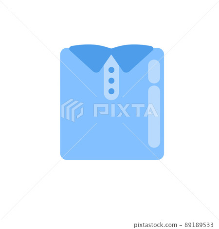Folded shirt. Square men fashion icon. Cartoon flat illustration. Blue office clothes. 89189533
