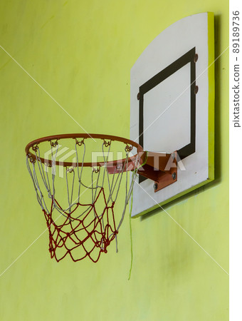basketball basket on yellow background. in the gym 89189736