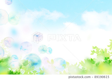 肥皂泡和新鮮的綠色水彩 肥皂泡和新鮮的綠色水彩 89190615