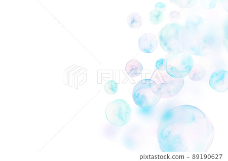 Soap bubbles and fresh green watercolor 89190627