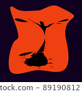 Halloween concept. Blurred black silhouette of ghost 89190812