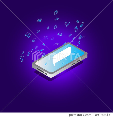 isometric smartphone concept with online services and applications isometric smartphone concept with online services and applications 89190813