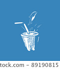 dolphin jumps out of a plastic cup with a straw. 89190815