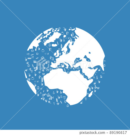 the world's oceans polluted with plastic debris. The planet is surrounded by plastic waste. the world's oceans polluted with plastic debris. The planet is surrounded by plastic waste. 89190817
