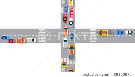 Top view of the city from the streets, roads, houses, 89190973