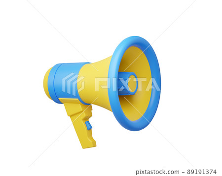 Yellow and blue loudspeaker 3d render illustration. Yellow and blue loudspeaker 3d render illustration. 89191374