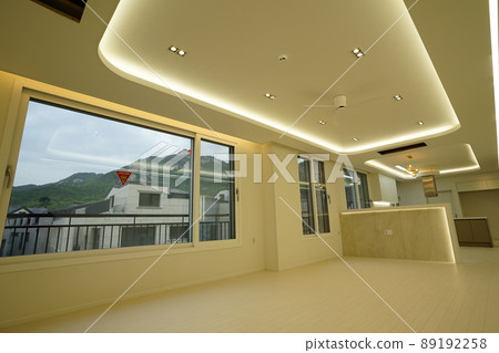 Villa. Living room. Wooden stairs. Interior. Space. Interior. Merbau Stairs. 89192258