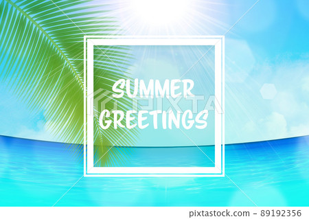 一片海洋藍海的度假區 夏日形象背景素材 插圖素材 圖庫