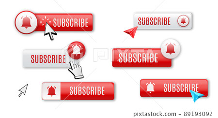 Realistic glossy subscribe button and cursors. Realistic glossy subscribe button and cursors. 89193092
