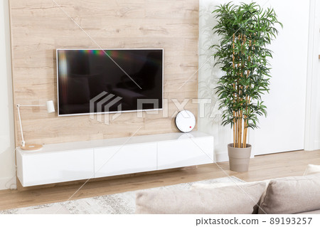 Modern light living room with tv equipment 89193257