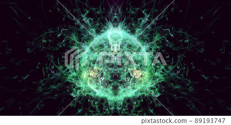 human silhouette in a ball of consciousness - abstract spiritual background 89193747