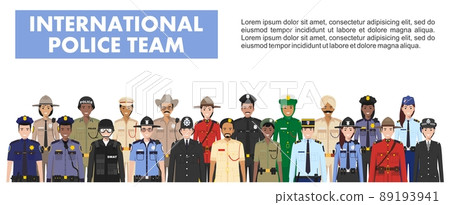 International police people concept. Detailed illustration of SWAT officer, policeman, policewoman and sheriff in flat style on white background. Vector illustration. International police people concept. Detailed illustration of SWAT officer, policeman, policewoman and sheriff in flat style on white background. Vector illustration. 89193941