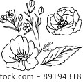 Hand drawn poppies flower doodle elements 89194318