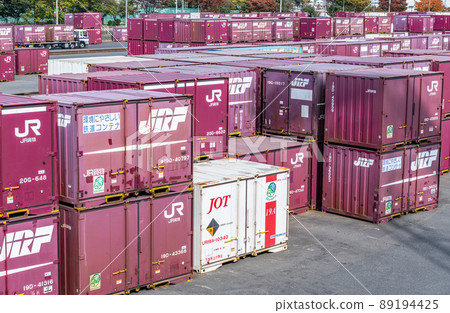 Rail transport container (modal shift) placed in the JR freight container yard Rail transport container (modal shift) placed in the JR freight container yard 89194425