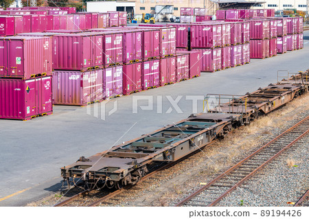 Rail transport container (modal shift) placed in the JR freight container yard Rail transport container (modal shift) placed in the JR freight container yard 89194426