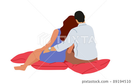 Loving Couple Hugging Sitting on Plaid, Man and Woman Embracing, Happy Lover Relations, Dating, Happy Lifestyle Loving Couple Hugging Sitting on Plaid, Man and Woman Embracing, Happy Lover Relations, Dating, Happy Lifestyle 89194510