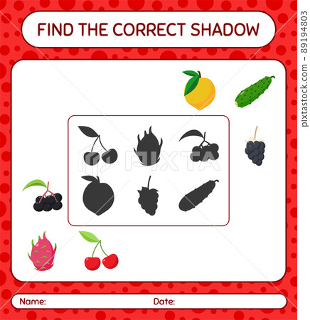 Find the correct shadows game with fruits. worksheet for preschool kids, kids activity sheet Find the correct shadows game with fruits. worksheet for preschool kids, kids activity sheet 89194803