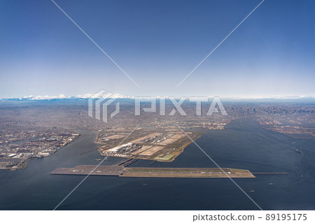 Aerial view from an airplane departing from Haneda Airport from above Haneda Airport 89195175
