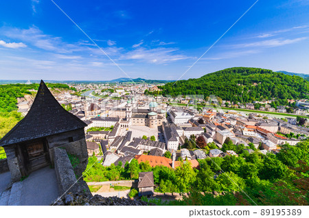 Salzburg city seen from Hohensalzburg Fortress, Austria 89195389