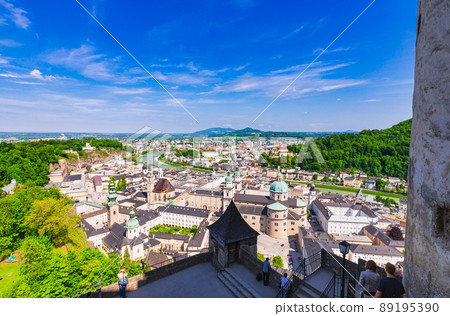 Salzburg city seen from Hohensalzburg Fortress, Austria 89195390