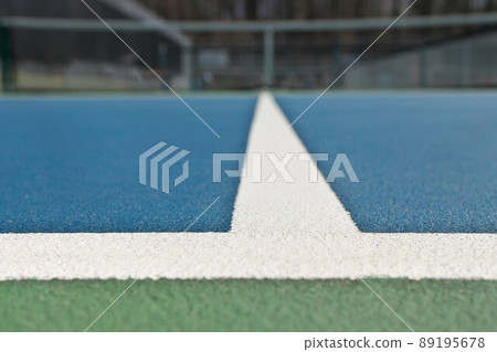 Blue and green tennis, paddle ball, pickleball court sports and recreation concept 89195678