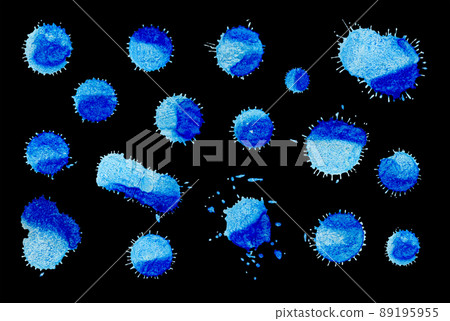 Set of blue watercolor stains. Blue watercolor splash. 89195955