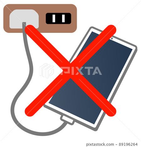 Simple illustration of smartphone charging prohibited 89196264