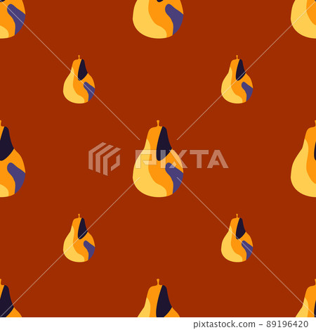 Creative pears seamless pattern. Abstract summer fruit background. 89196420