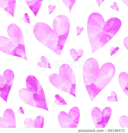 Watercolor pink hearts 89196475