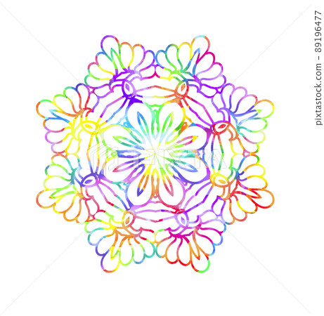Decorative watercolor round pattern in rainbow colors. 89196477