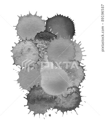 Splats splashes and blobs of black ink. 89196587