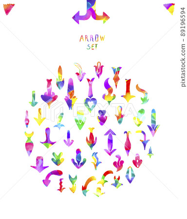 Colorful watercolor arrows isolated - Stock Illustration [89196594] - PIXTA