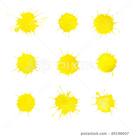Yellow watercolor elements isolated on white Yellow watercolor elements isolated on white 89196607