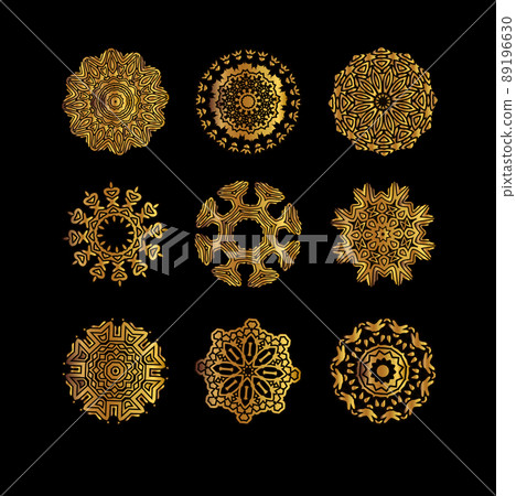 Gold mandala on black background 89196630