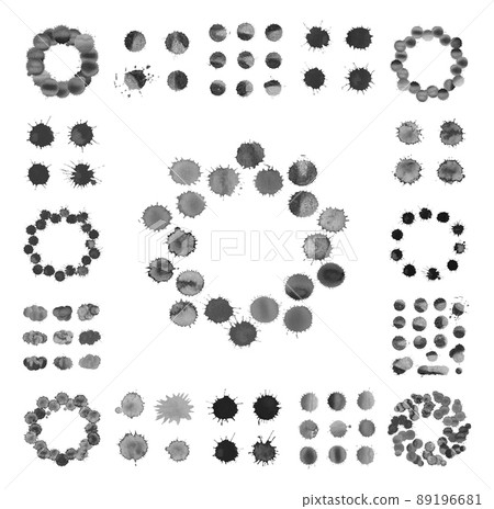 Watercolor black blobs set isolated on white 89196681