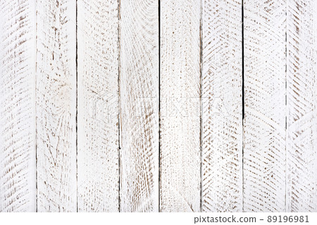 White painted worn rustic wooden table background top view 89196981