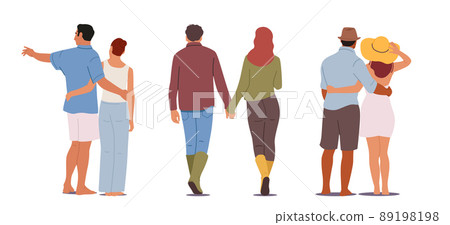 Set of Male and Female Characters Hugging Rear View. Young Loving Couples Romantic Relations. Man and Woman Embrace Set of Male and Female Characters Hugging Rear View. Young Loving Couples Romantic Relations. Man and Woman Embrace 89198198