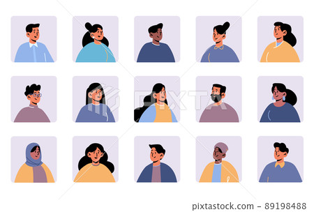 Diverse people avatars, man and woman person faces 89198488