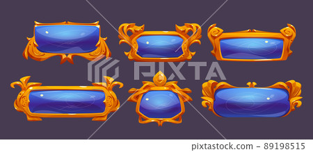 Game ui frames, gold medieval menu elements set - Stock Illustration ...